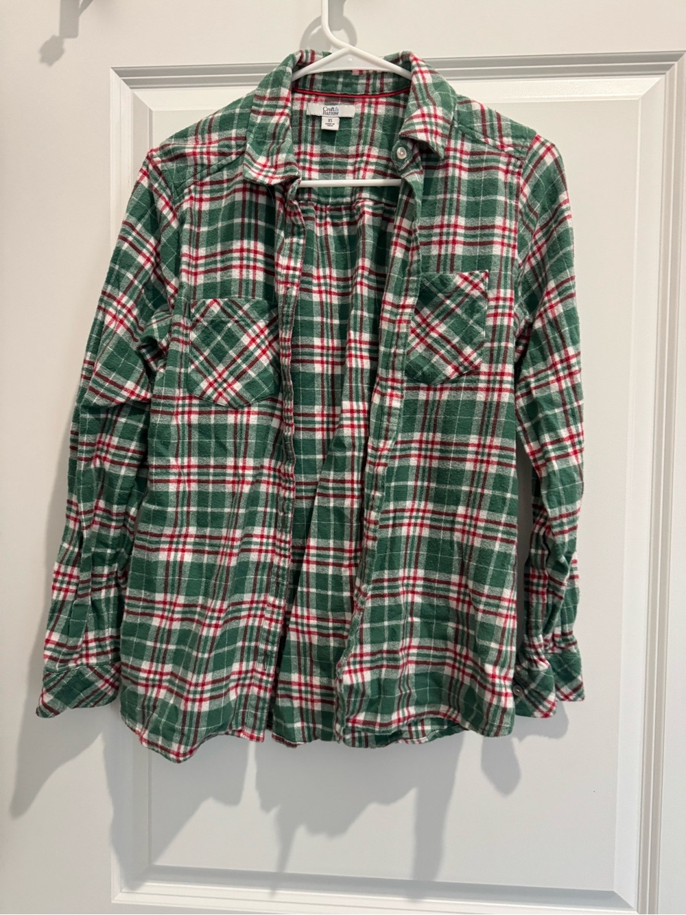 croft & barrow Green, Red and White Plaid Flannel Shirt